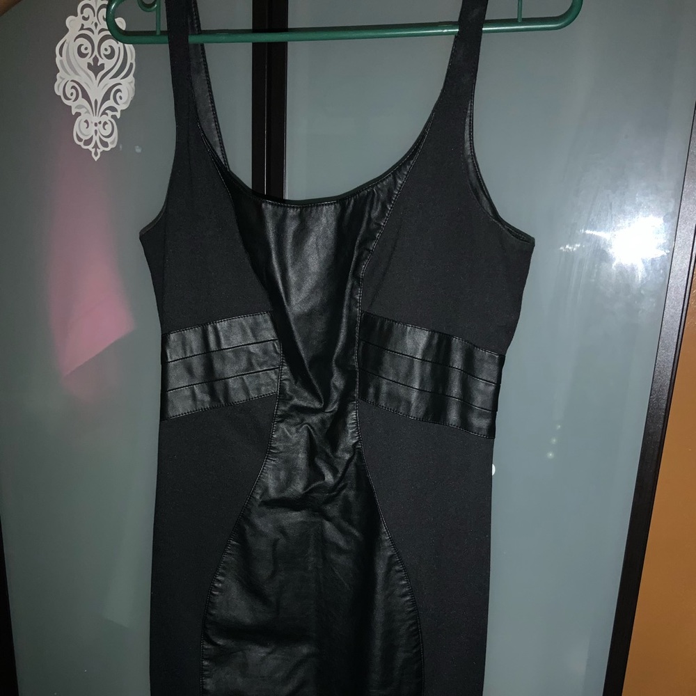 Short black leathered dress